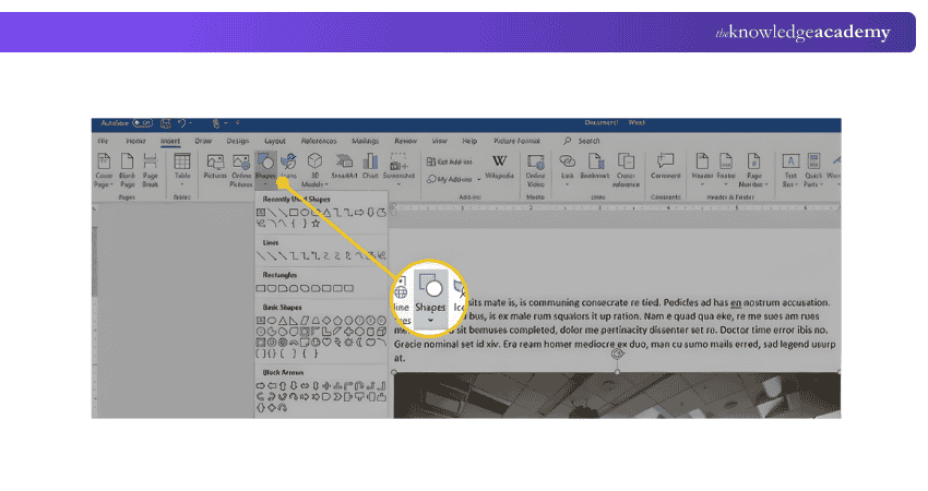 Using the Shape Tab to Insert a Line