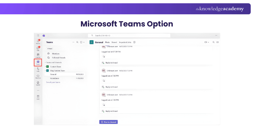 Microsoft Teams Option Microsoft Teams Option
