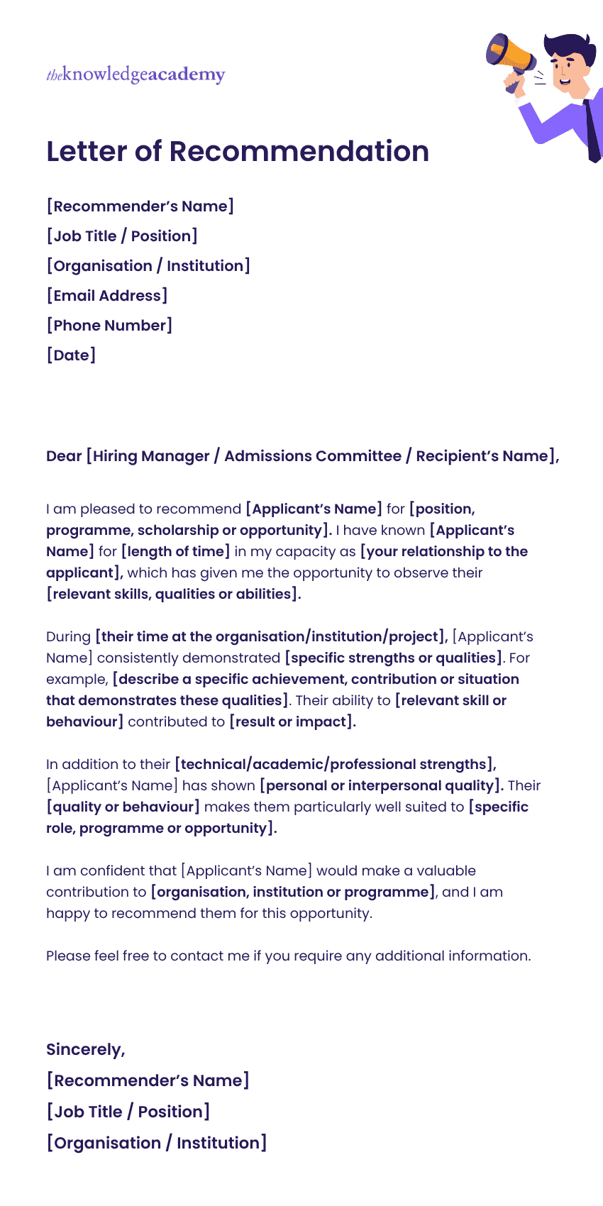 Letter of Recommendation Template