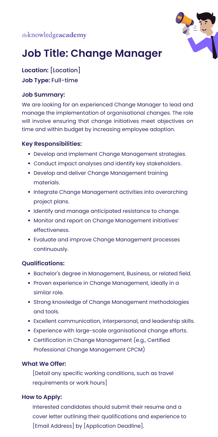 Change Manager Job Description Change Manager Job Description