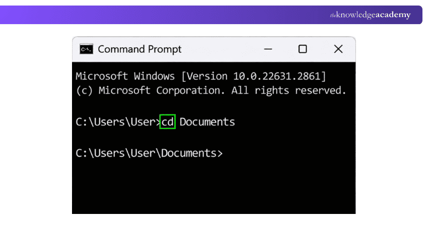 Enter ‘cd’ Command Entering the cd Command in Windows Command Prompt