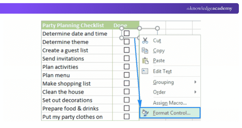 Opening Checkbox Format Control Excel Checkbox Format Control
