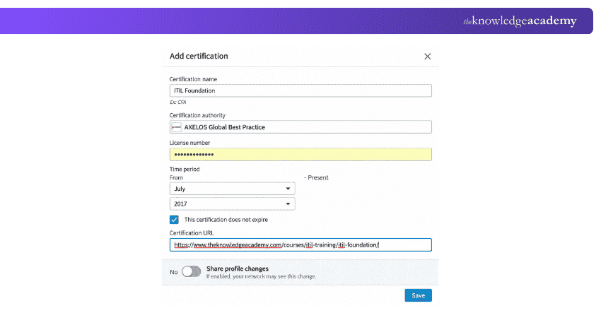 Adding Certification in LinkedIn Adding Certification in LinkedIn Example