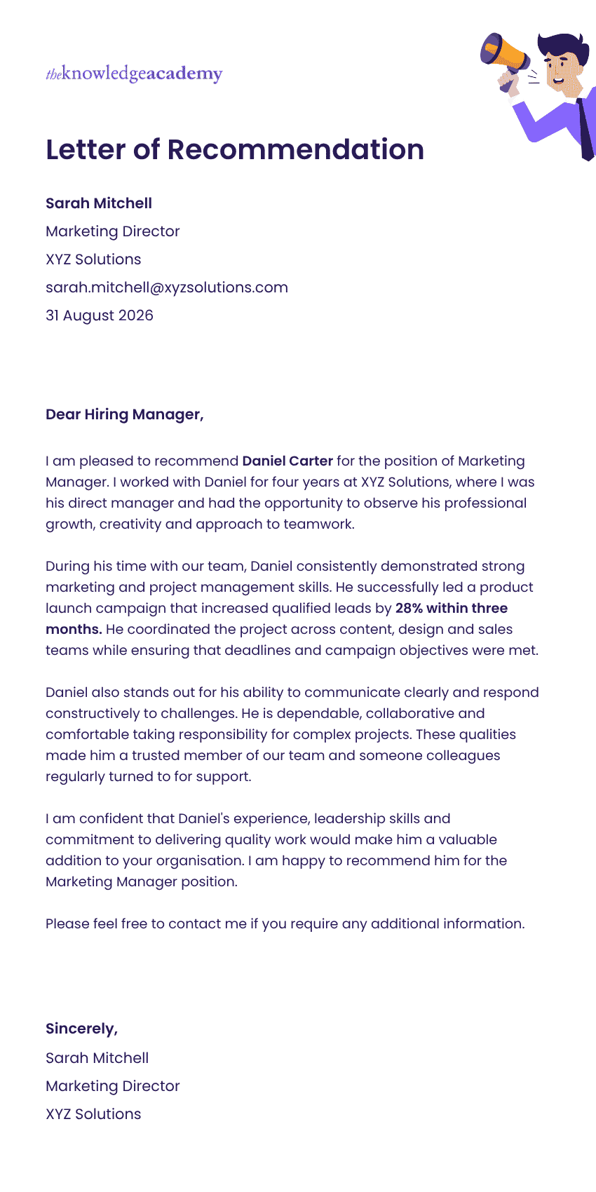 Recommendation Letter Example