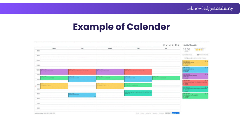 Example of Calendar Example of Calendar