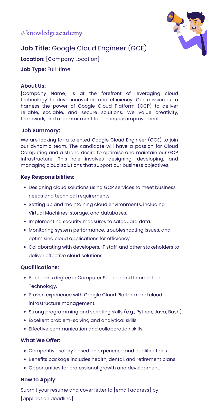 Google Cloud Engineer Job Description Template Template for Google Cloud Engineer Job Description