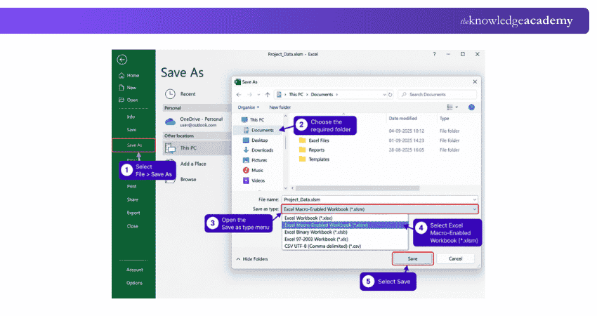 Save the Workbook Save the Macro-enabled workbook