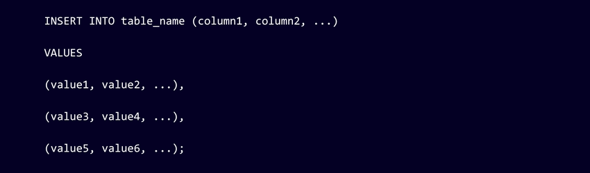 SQL INSERT multiple rows syntax SQL INSERT multiple rows syntax