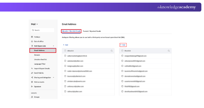 Clicking the Email Address