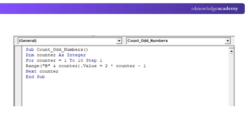 For Next Loop VBA Code to Display Odd Numbers
