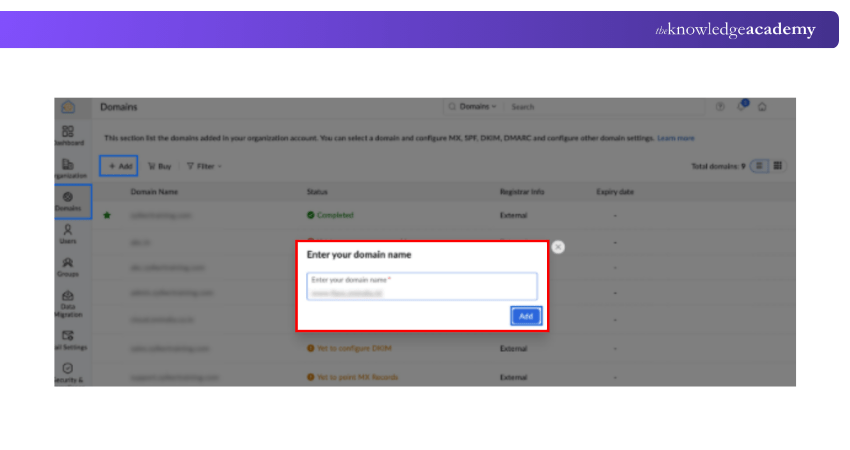 Add Domain Name in the Blocklist Field