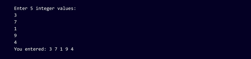 The Output of Storing Inputs in a C++ Array The Output of Storing Inputs in a C++ Array