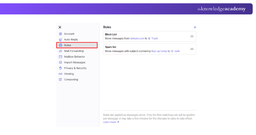 Click on a Rule to Edit or Delete