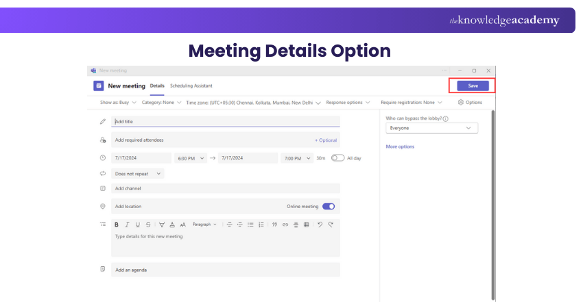 Meeting Details Option Meeting Details Option