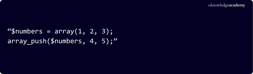 Example of array_push() Function array_push()