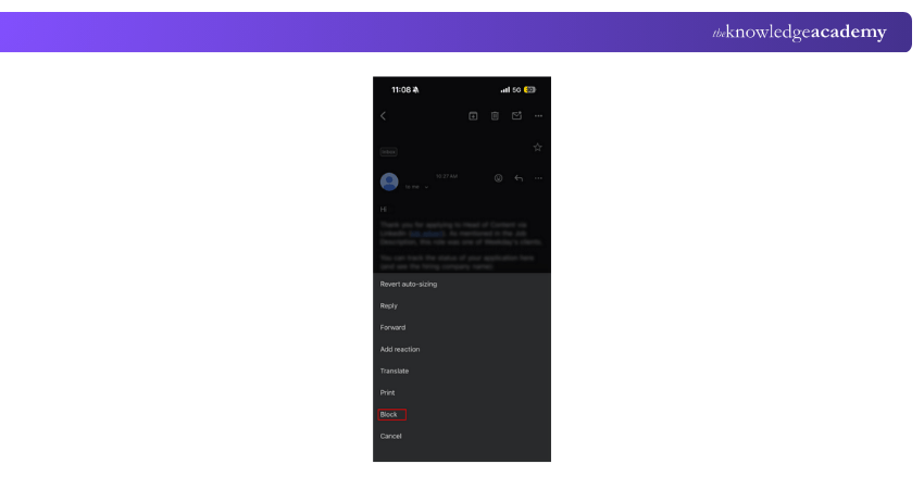 Select the Sender Email Want to Block