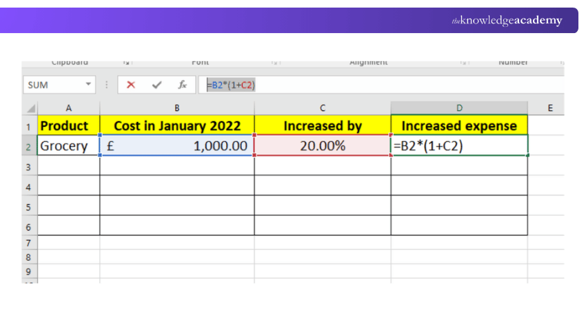 How to make a percentage formula in Excel to increase a number by percentage 