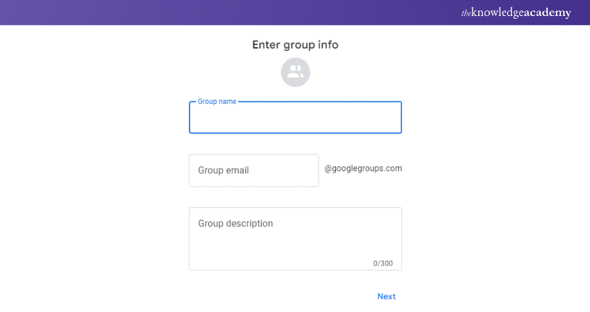 A Enter group information