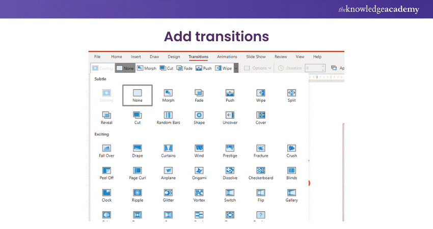 Add transitions in Microsoft PowerPoint