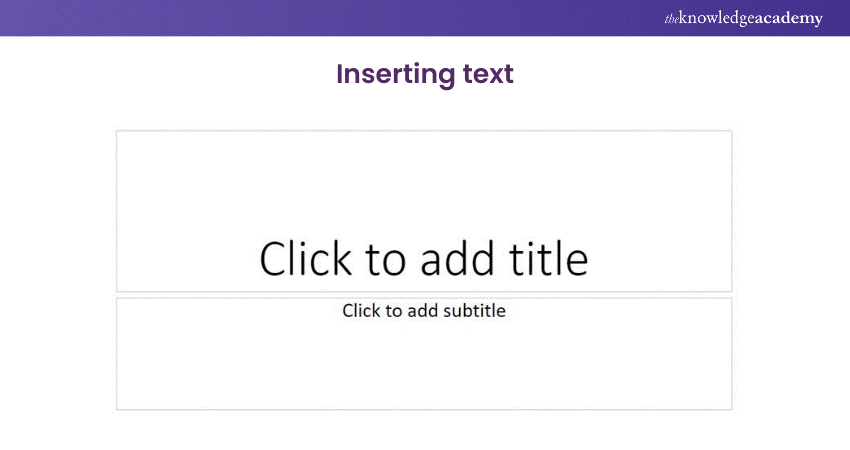Inserting text in Microsoft PowerPoint 