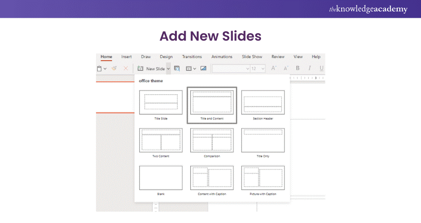 Adding slides in Microsoft PowerPoint 