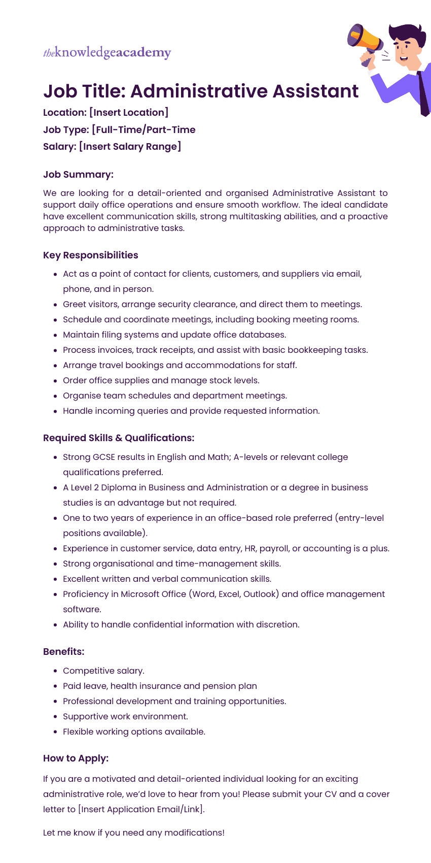 Administrative assistant Training