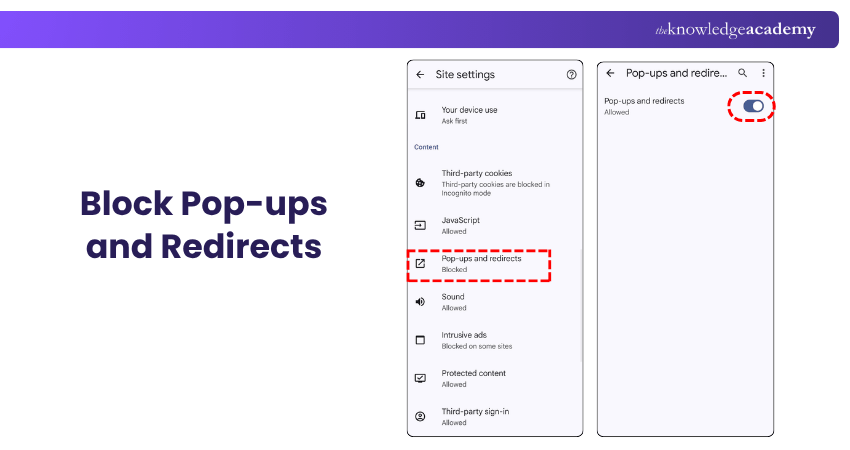 Steps Showing How to Turn off Pop-up Ads Pop-ups and Redirects