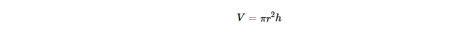 Formula for Cylinder Volume Calculating by Using the Volume Formula