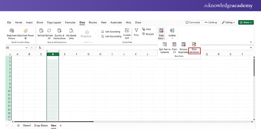 Click on Data Validation Choose ‘Data Validation’