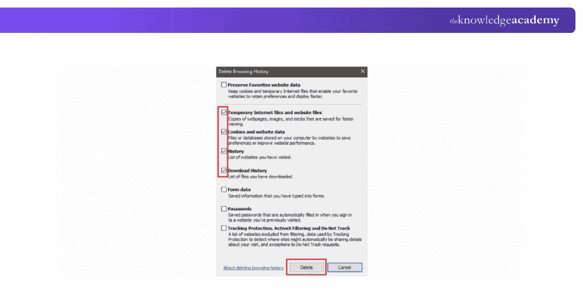 Selecting Cookies and Caches, Download History and Website Files Selecting Cookies and Caches, Download History and Website Files