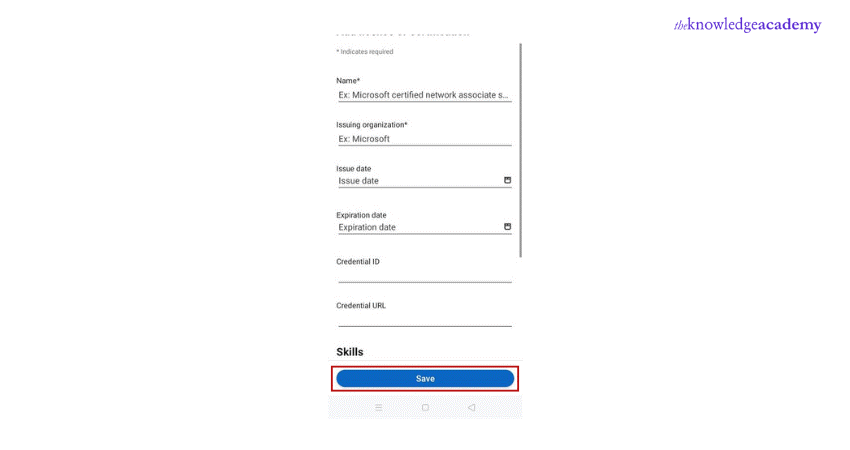 Clicking the “Save” button Clicking the “Save” button