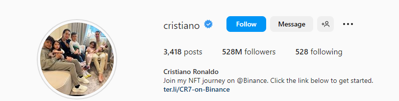 Cristiano Ronaldo Instagram VIP BIO for Boys