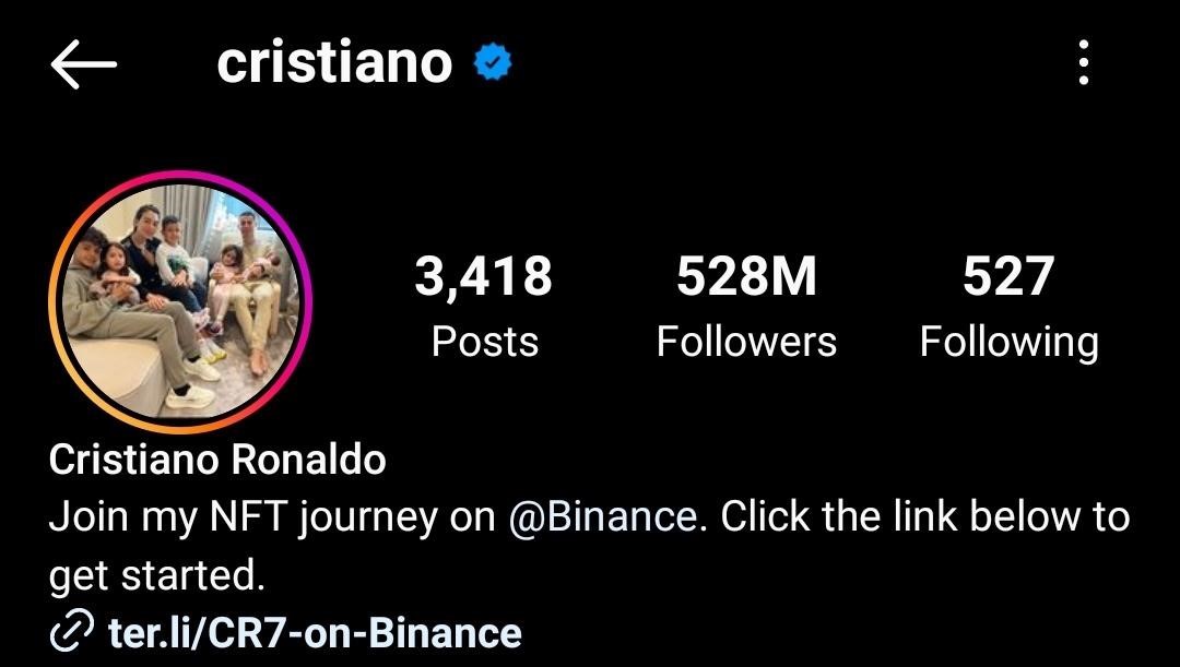 Cristiano Ronaldo Instagram VIP BIO 