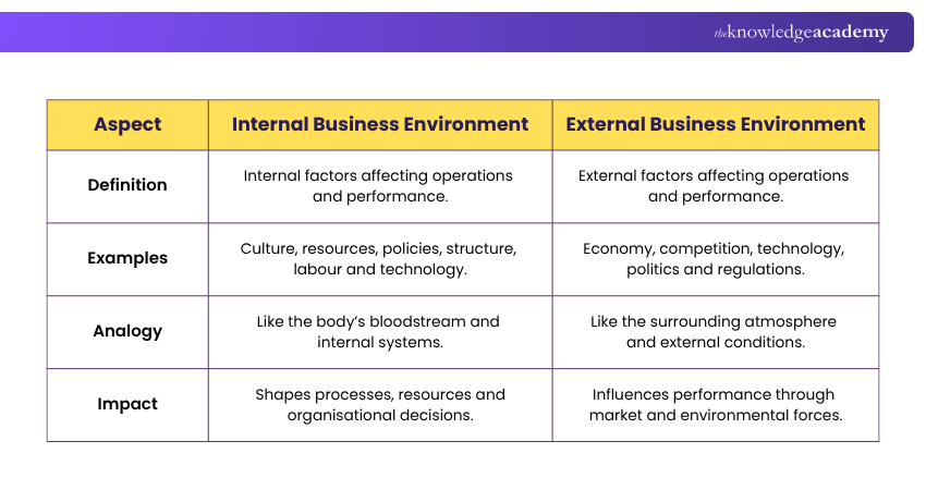 Internal and External Environment Differences