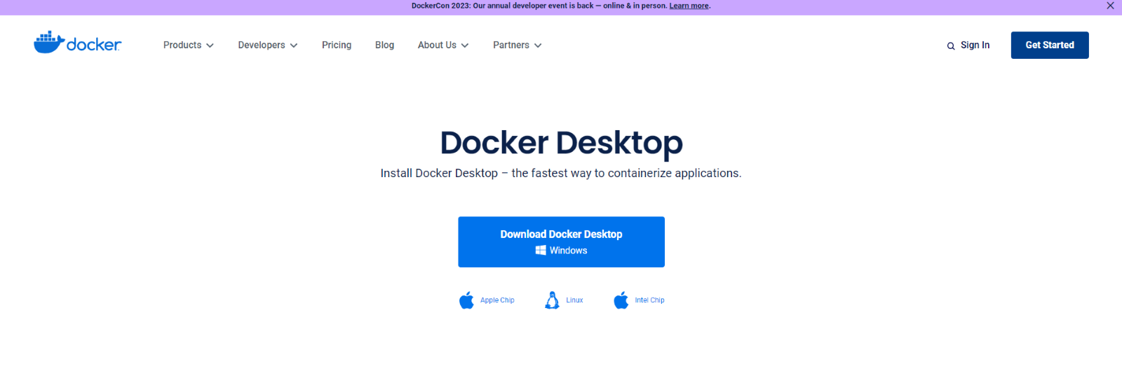 Download Docker to install on Windows