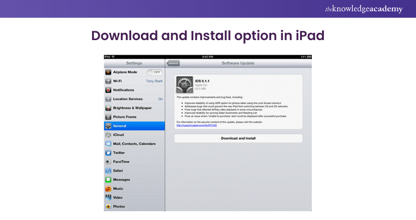 Download and Install option in iPad