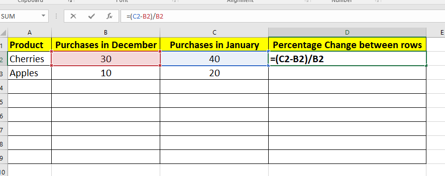 How to apply simple Percentage Formula in excel