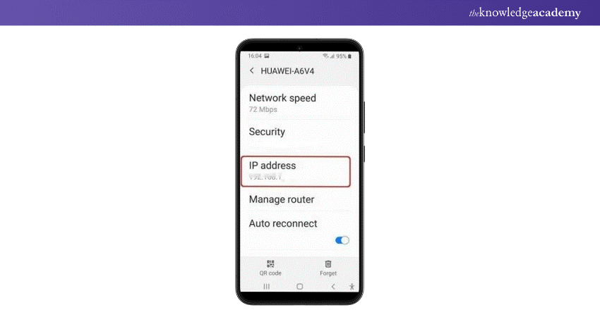 Find the IP address by clicking on the Wi-Fi network