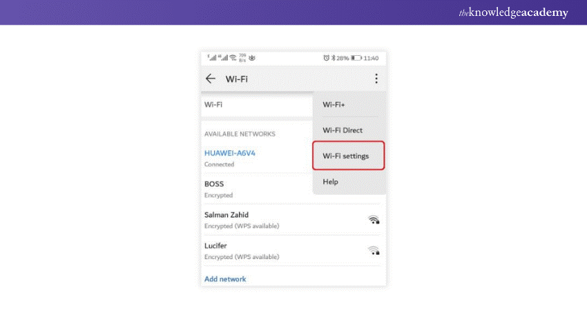 Go to the Wi-Fi settings