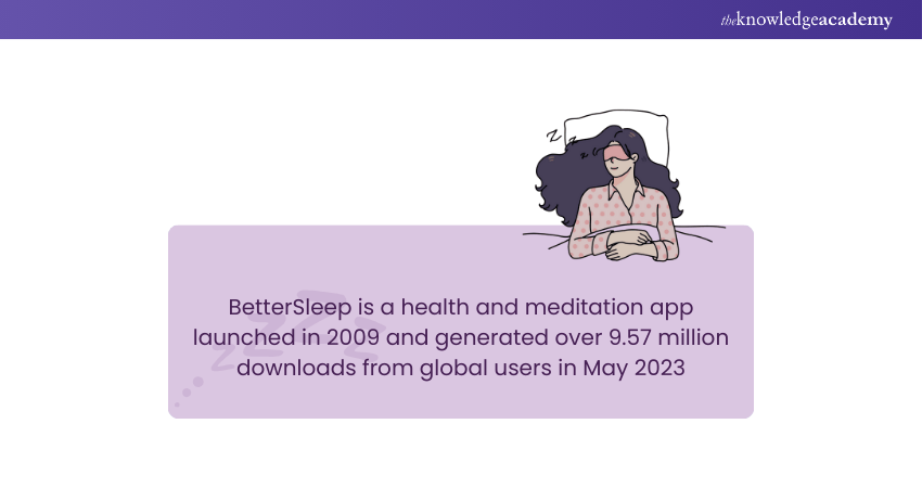 BetterSleep app stats with sleeping illustration