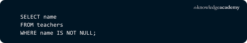 IS NOT NULL Commands
