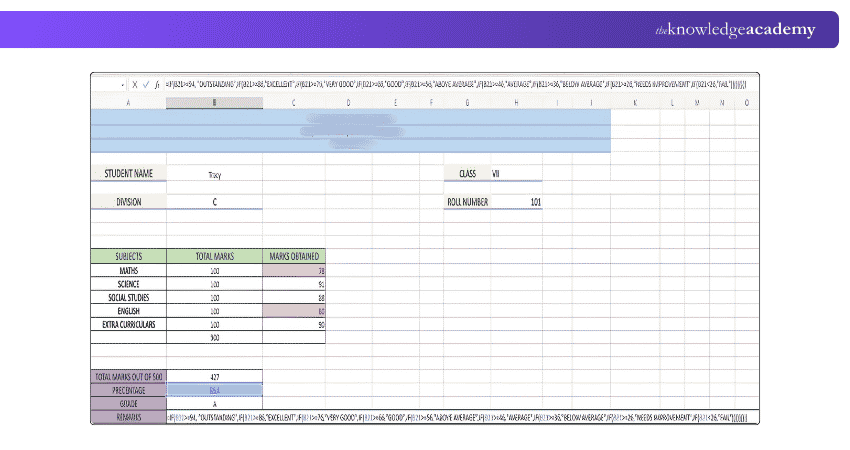Inserting Remarks Template in Excel Mark Sheet To Insert the Remarks