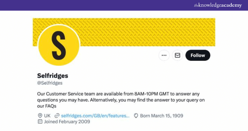 Selfridges Profile Page Featuring Service Hours Selfridges Profile Page Featuring Service Hours