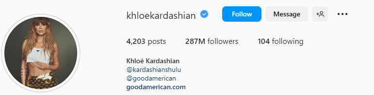 Khloé Kardashian Instagram VIP BIO for Girls