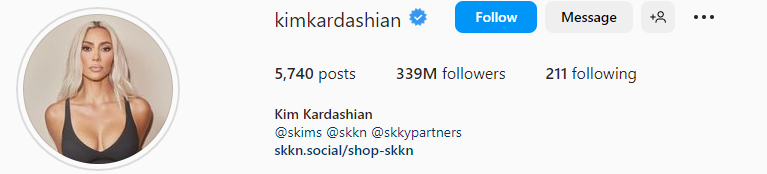 Kim Kardashian Instagram VIP Bio for Girls