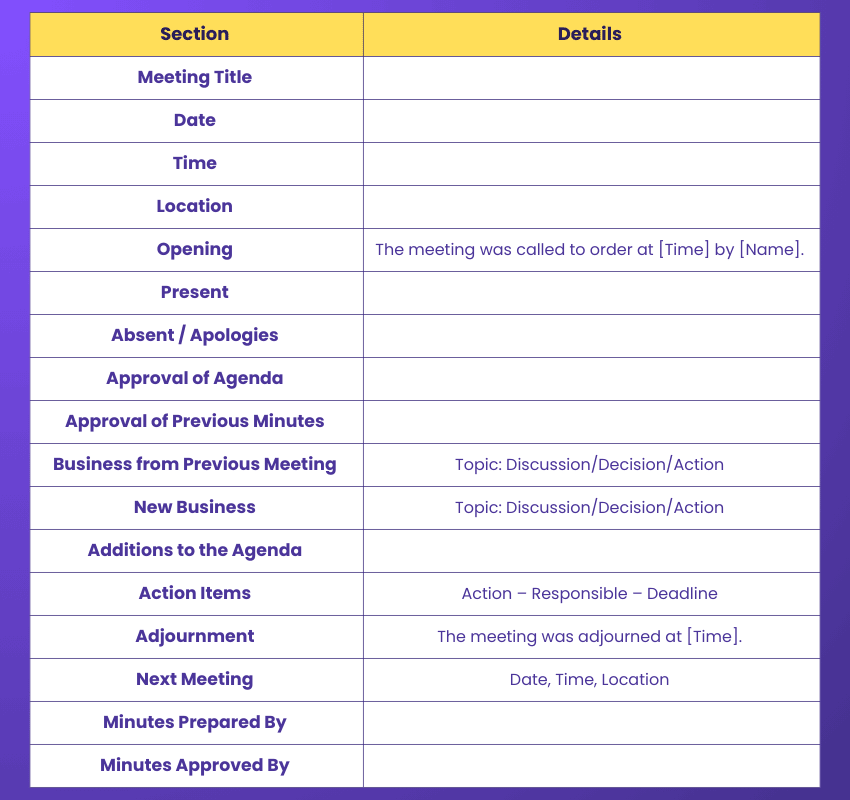 Meeting Minutes Template
