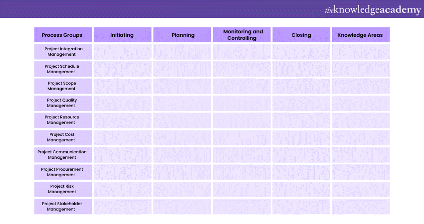 PMP Process matrix.