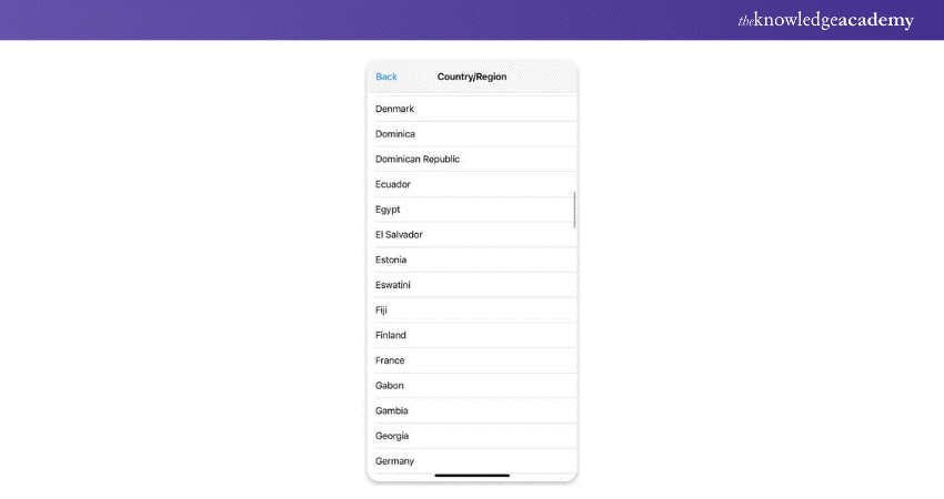 Pick your new country option on your device