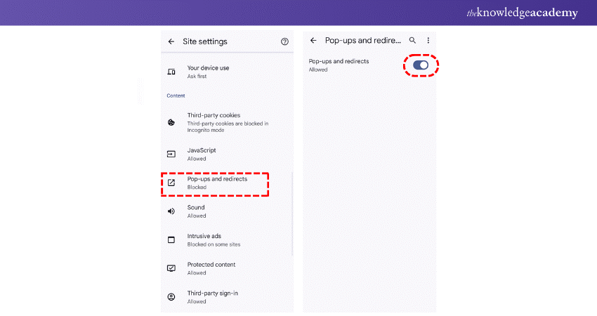 Pop-ups and Redirects