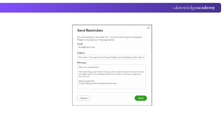 Quickbooks Email Reminder Feature